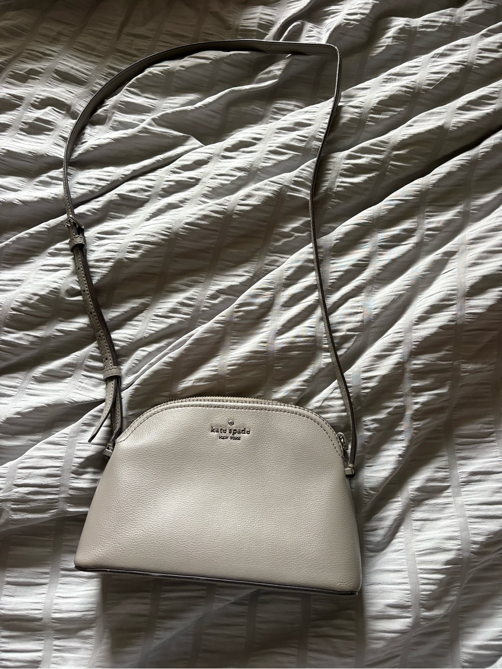kate spade Cream Leather Dome Crossbody Bag